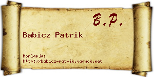 Babicz Patrik névjegykártya